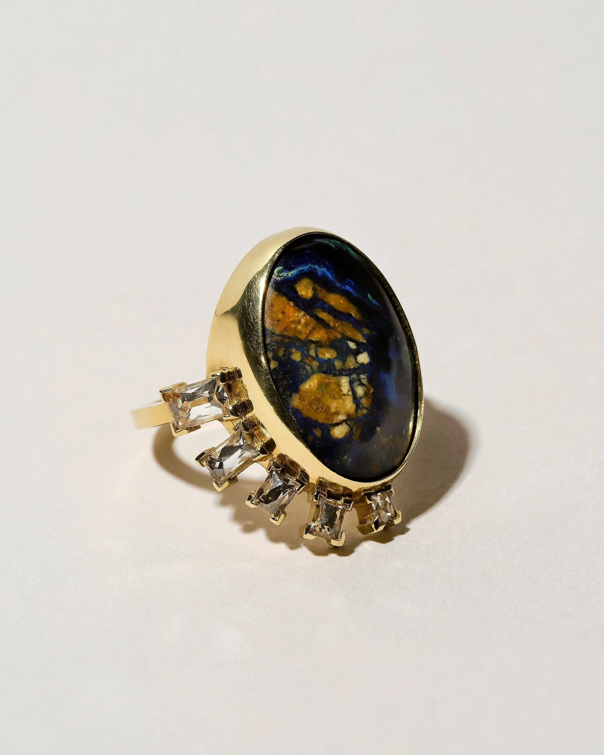 Azurite Malachite & Diamond Ring - Image 7