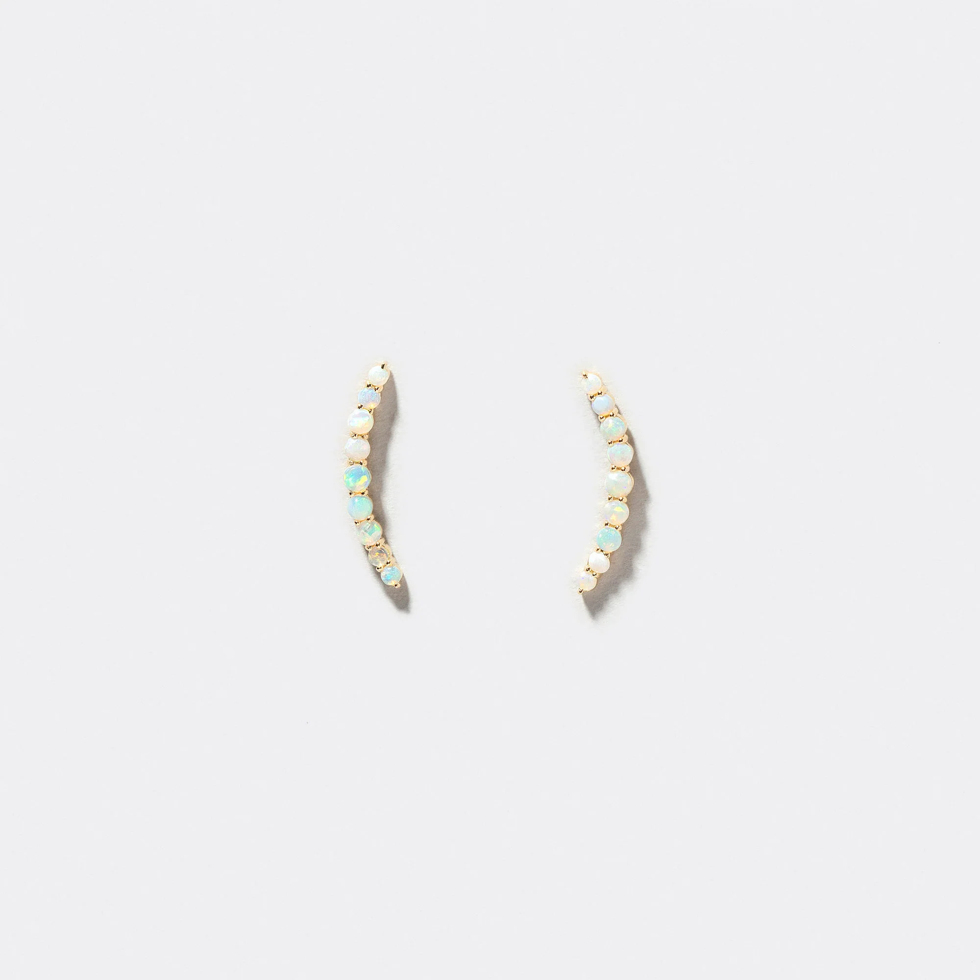 Crescent Ear Climber Stud Earrings - Opal - Image 2