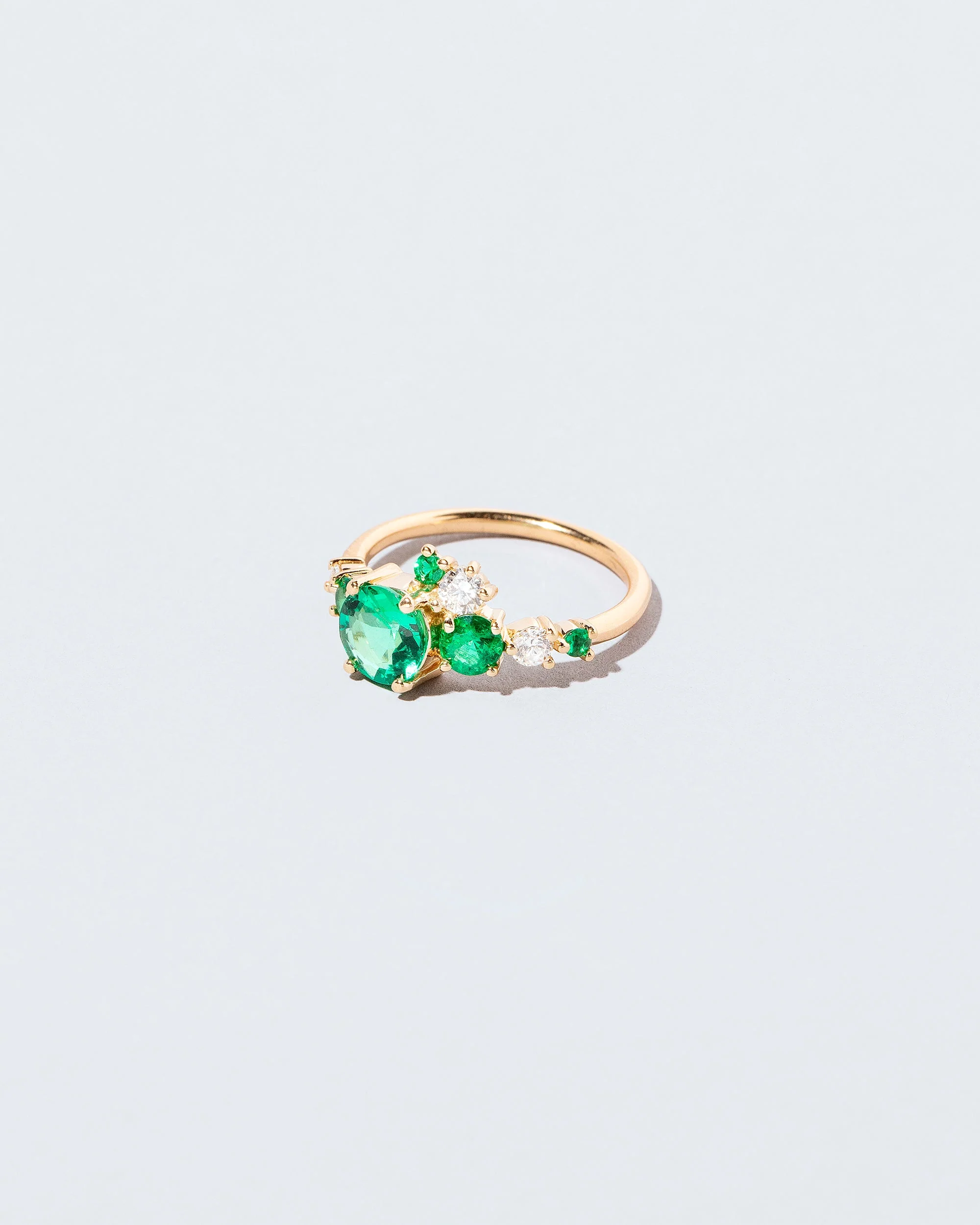 Luna Ring - Emerald & White Diamond - Image 3