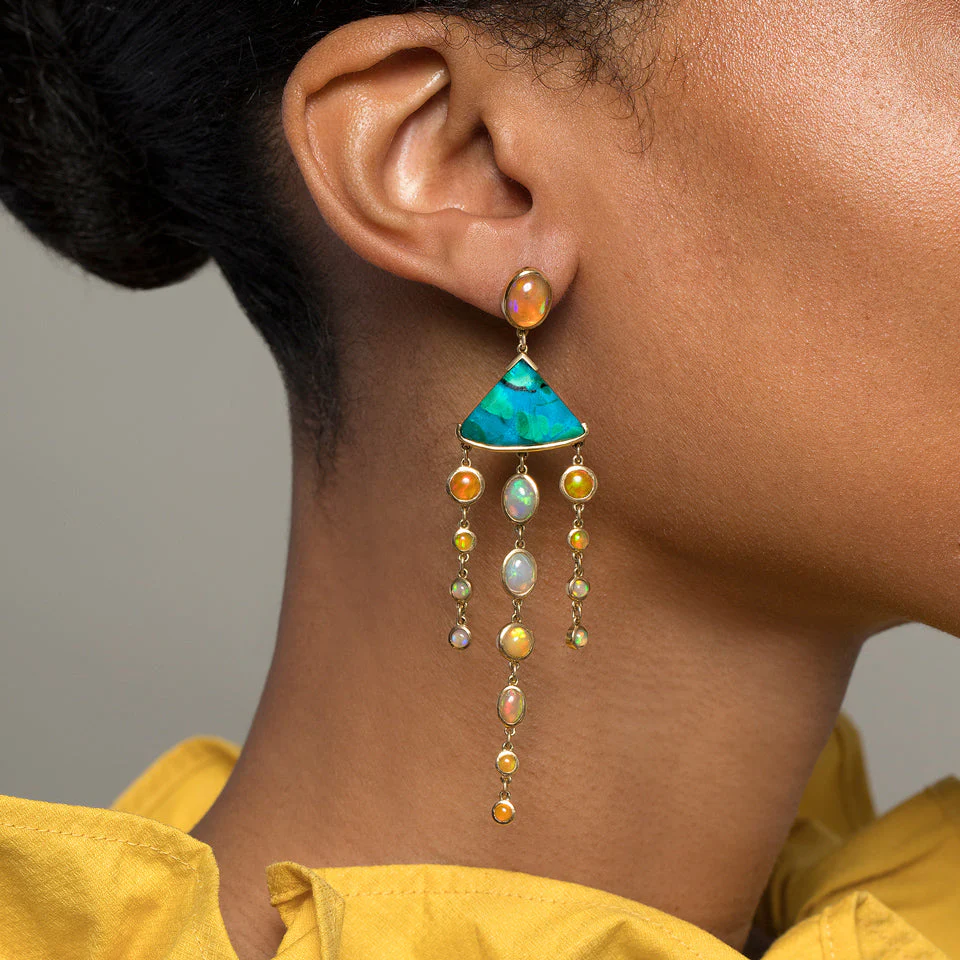 Chrysocolla & Ethiopian Opal Earrings - Image 3