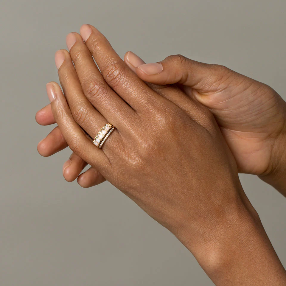 Five Triangle Ring - White Opal - Image 5