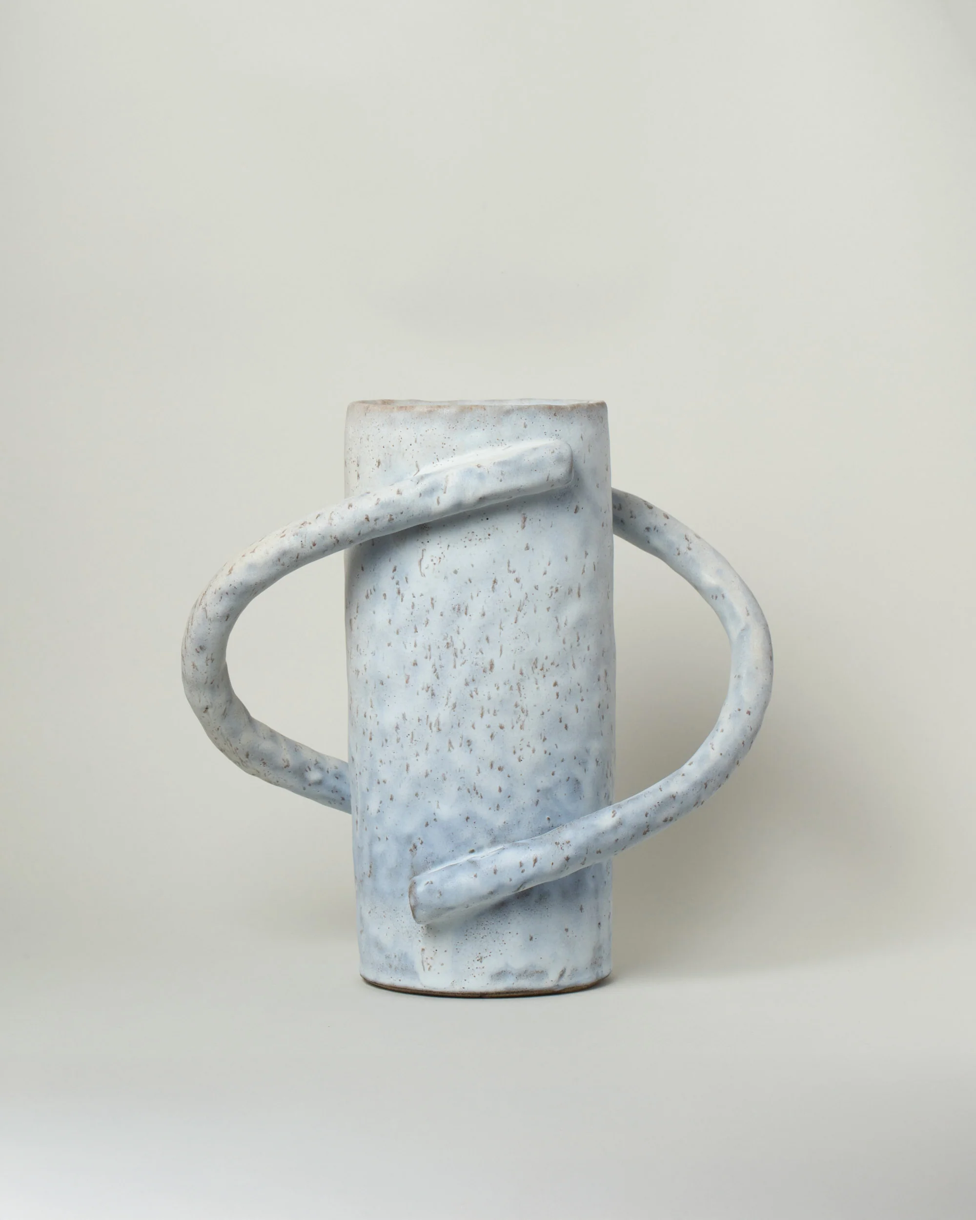 Speckled Pale Grey Oval Vessel with Handles