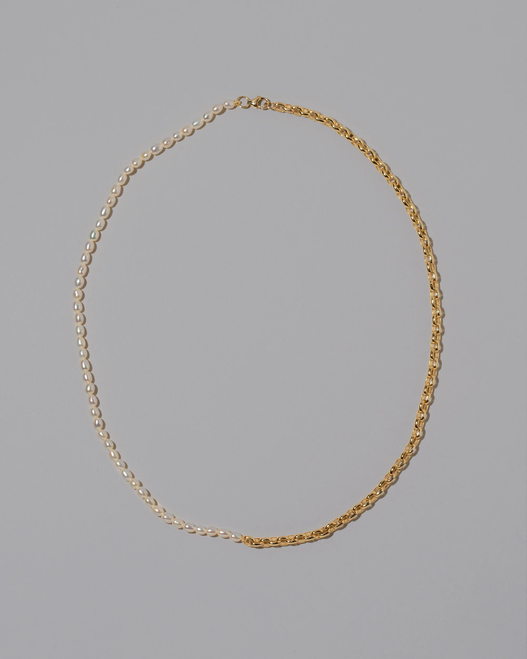 Half Short Loop Chain & White Seed Pearl Necklace
