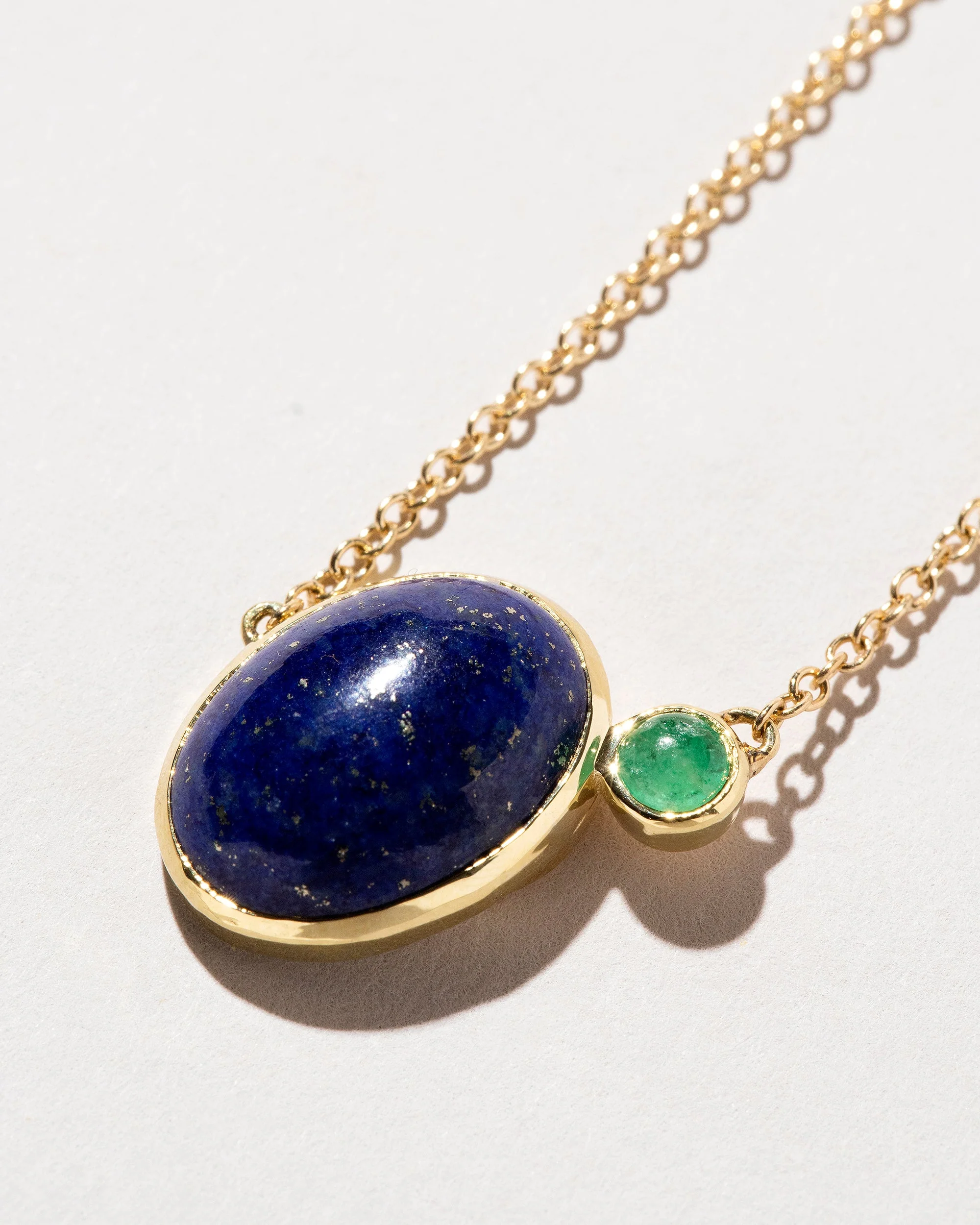 Lapis & Emerald Pendant Necklace - Image 2