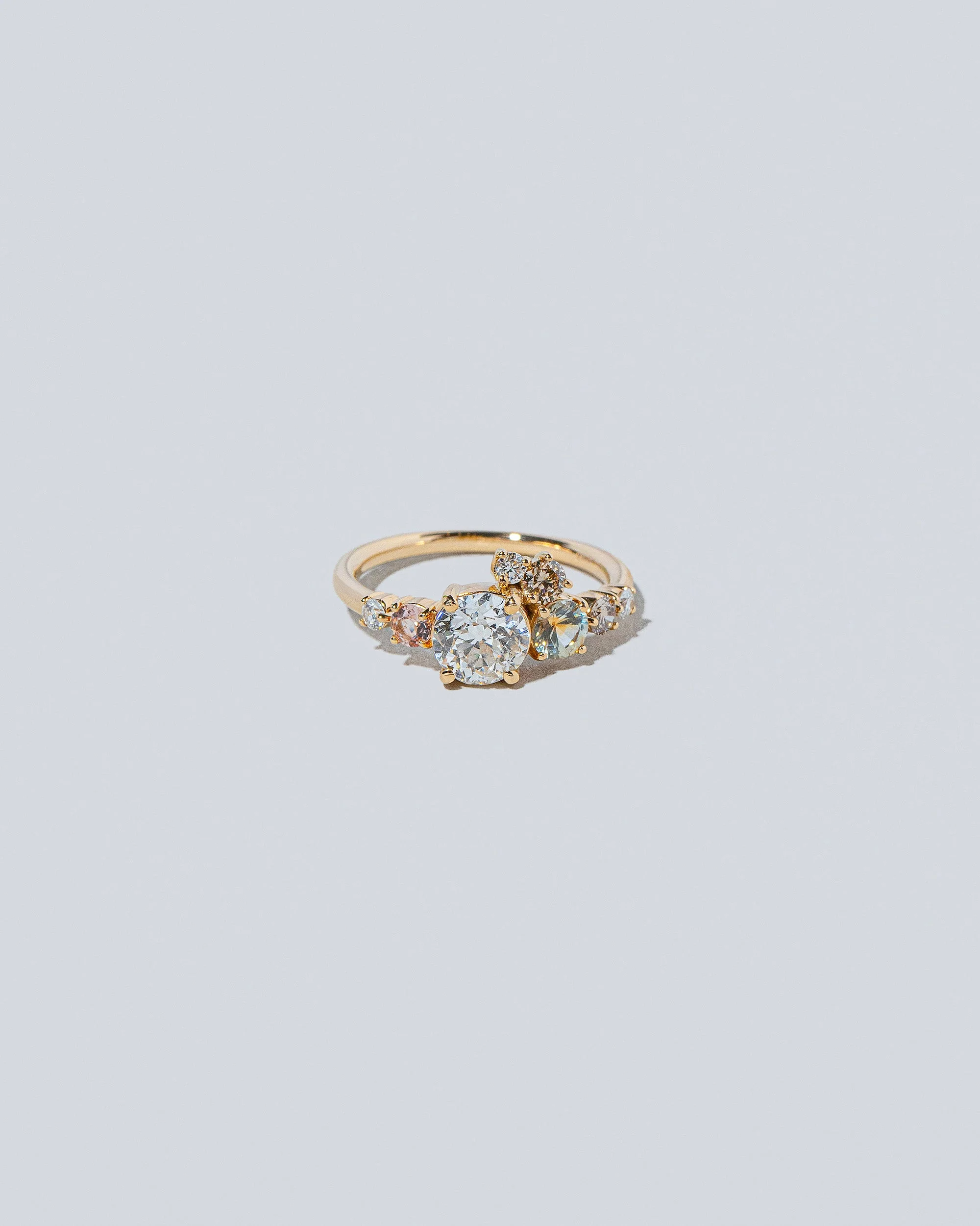 Luna Ring - White Diamond & Peach Topaz