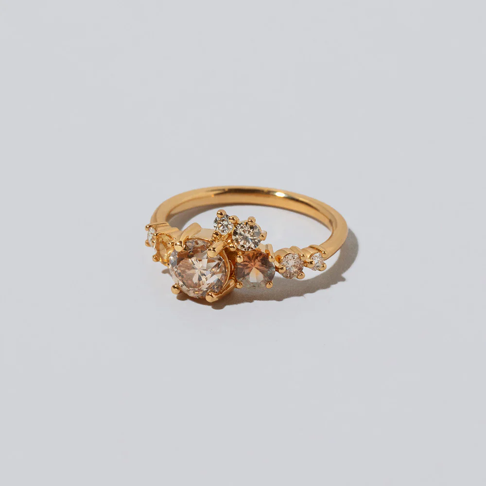 Luna Ring - Champagne Diamond & Peach Sapphire - Image 4