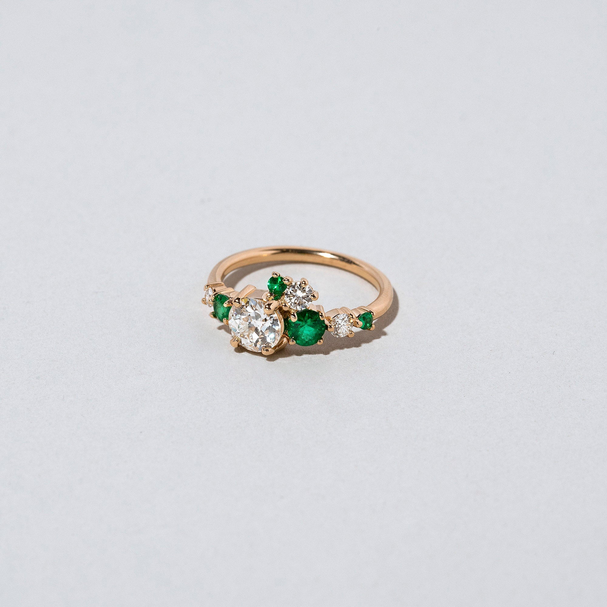 Luna Ring - White Diamond & Emerald - Image 4