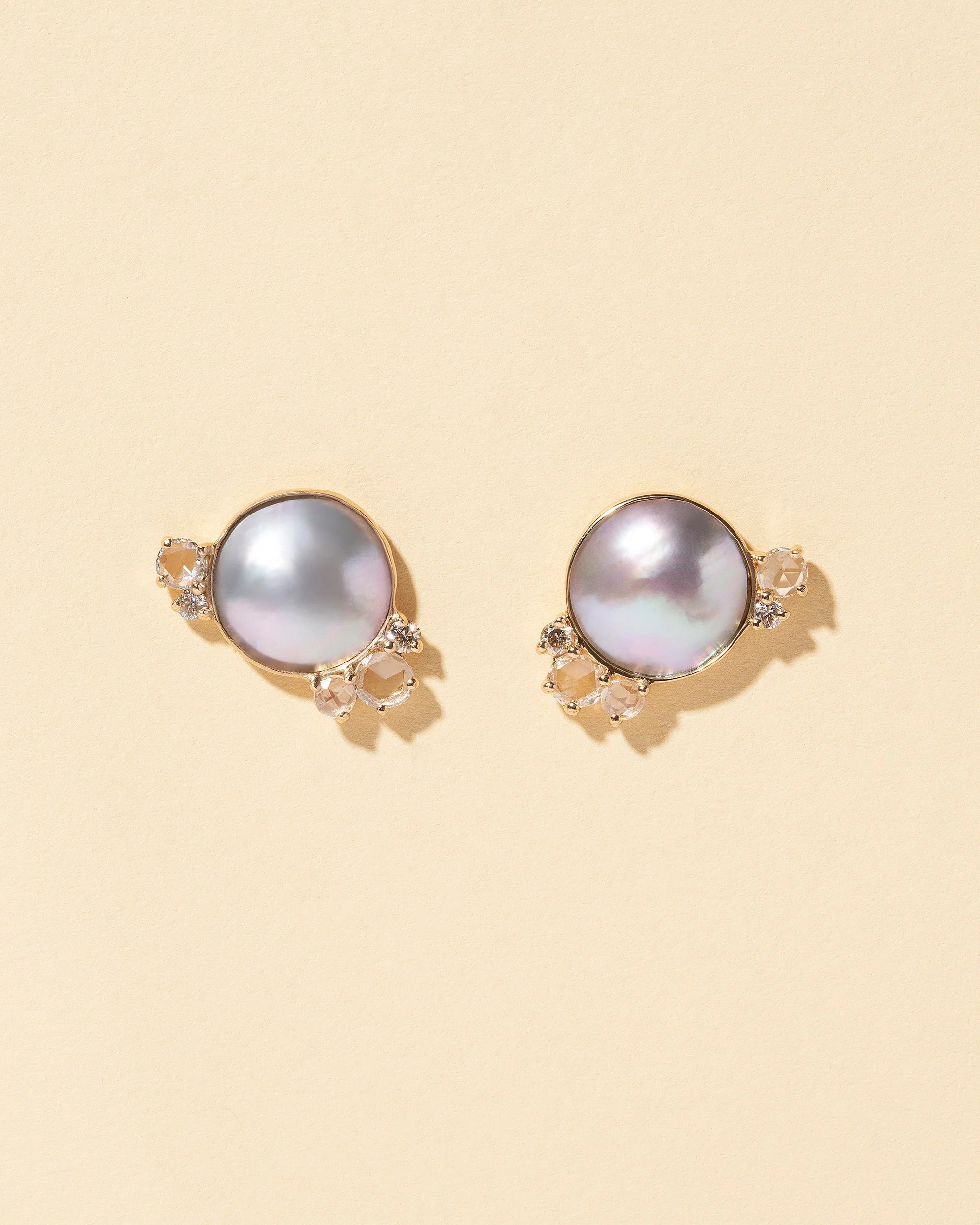 Mabe Pearl Cluster Earrings - Image 2