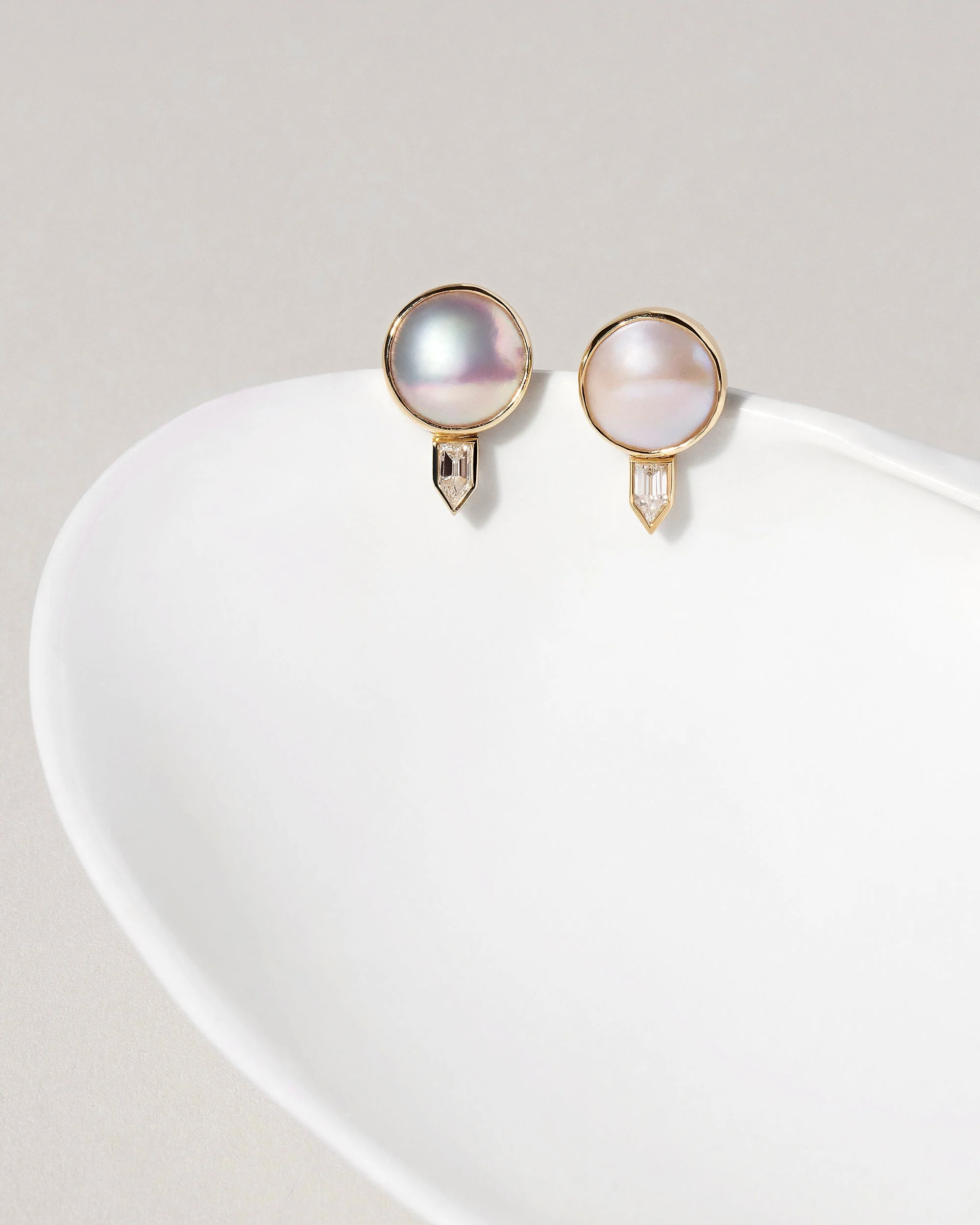 Mabe Pearl & Diamond Earrings - Image 2