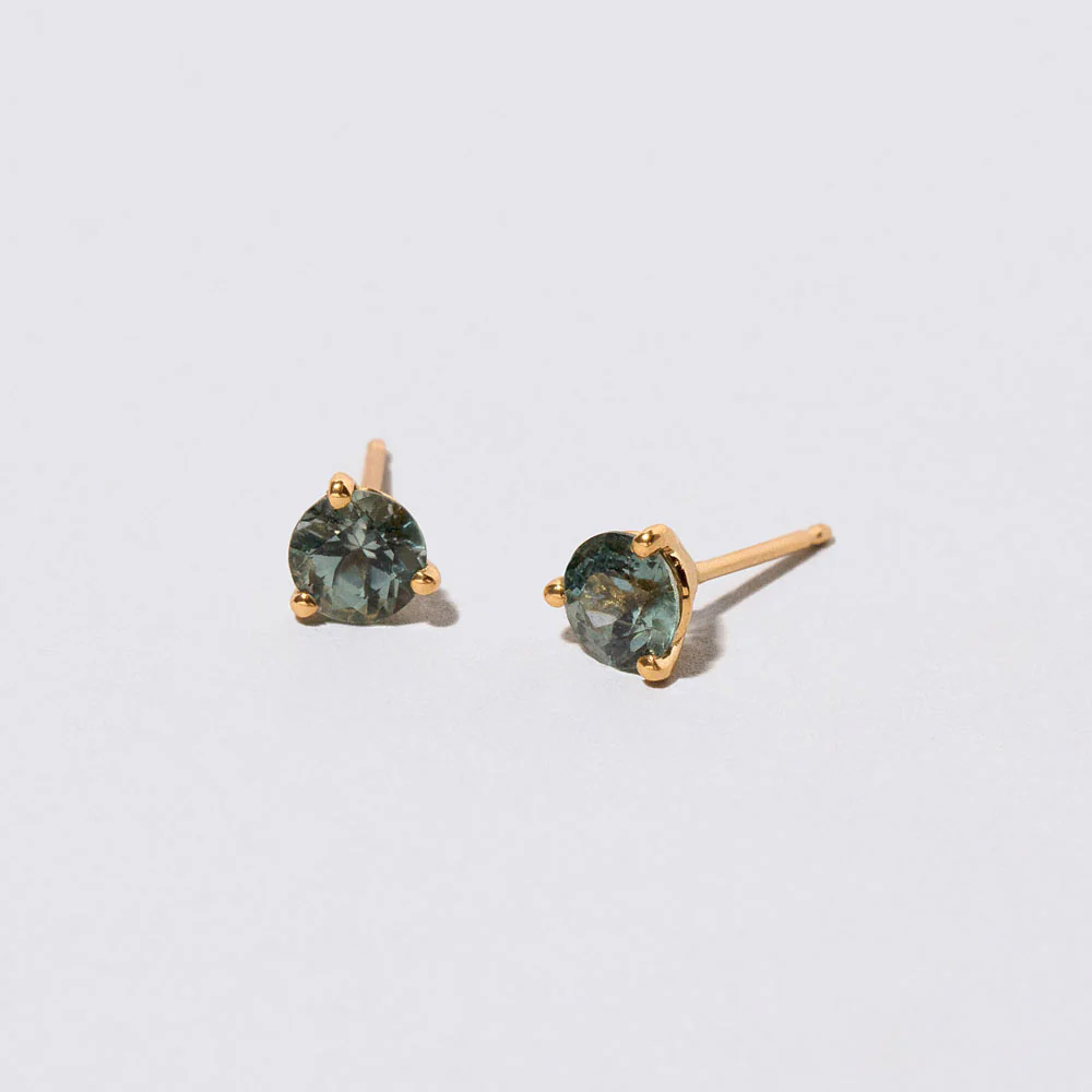 Martini Stud Earrings - Super Teal Sapphire - Image 4