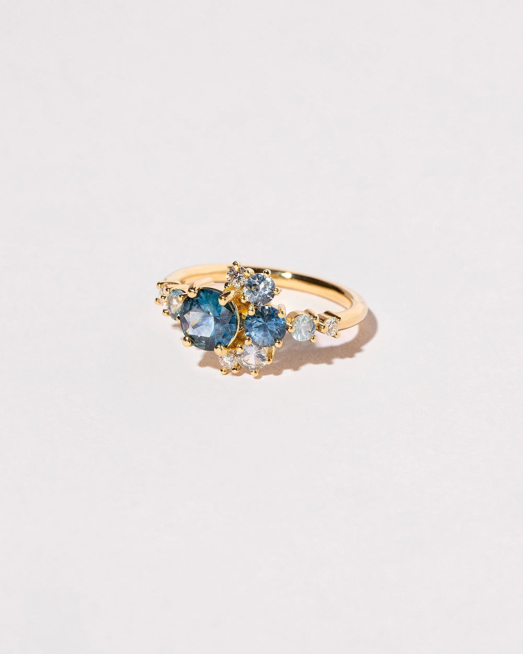 Petite Crescent Ring - Montana Sapphire & White Diamond - Image 2