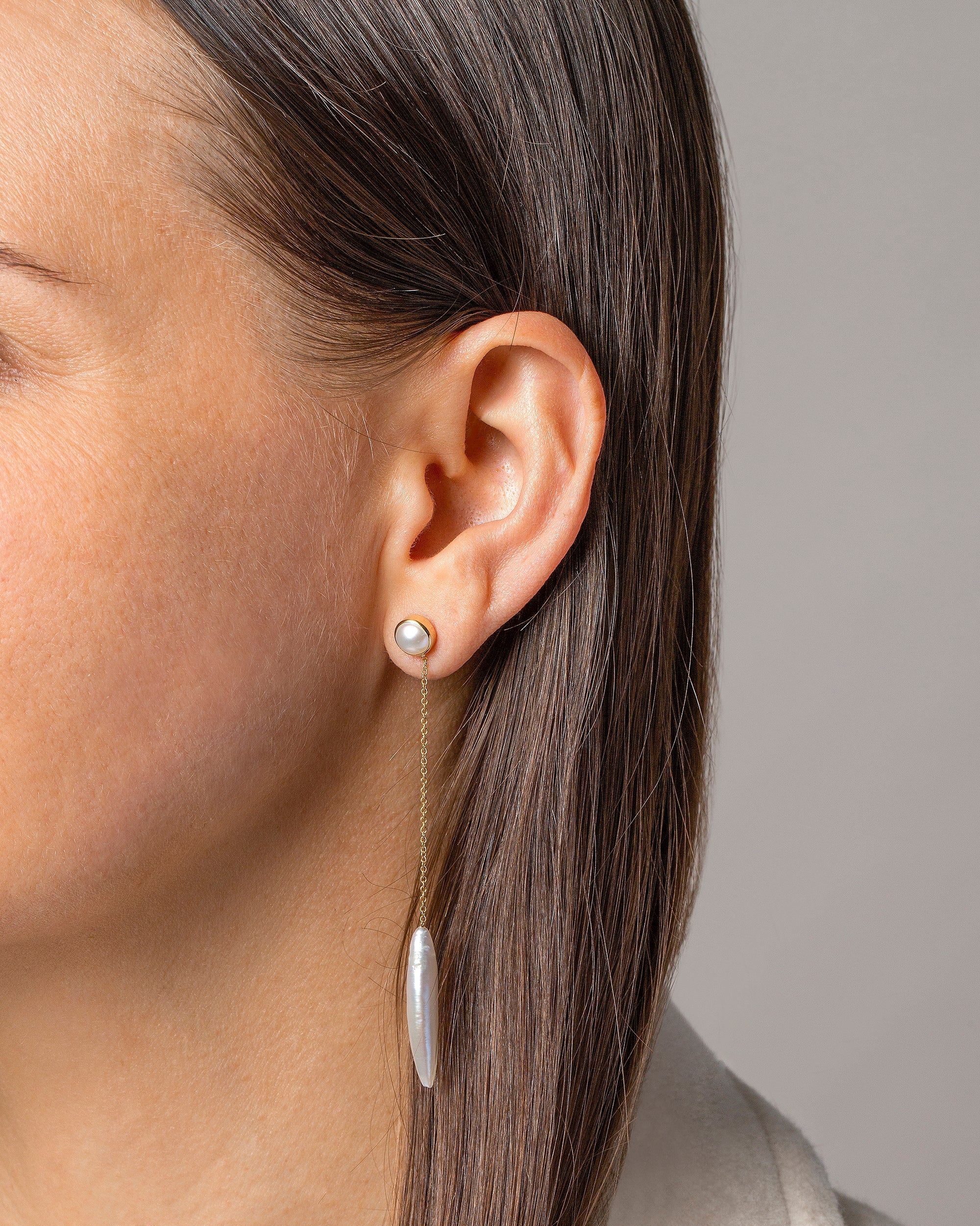 Navette Pearl Drop Earrings - Image 2