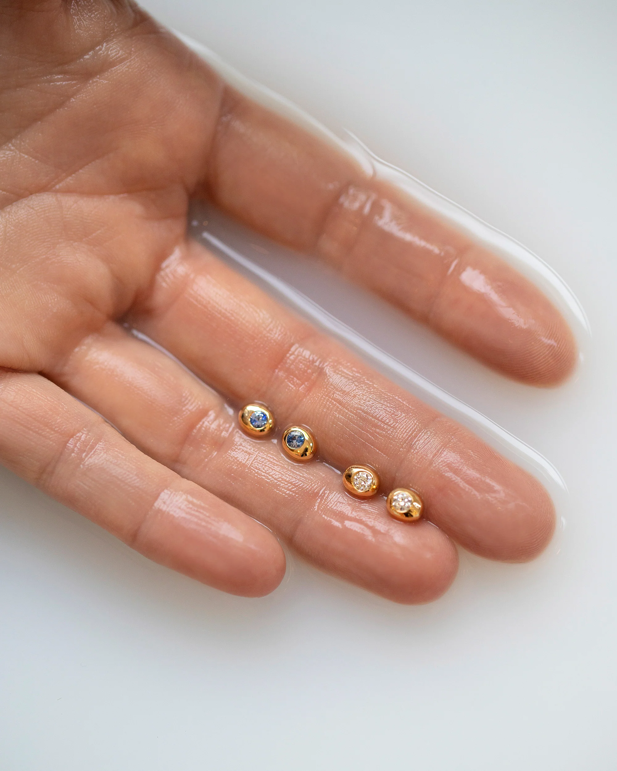 Level Stud Earrings - Blue Sapphire - Image 3