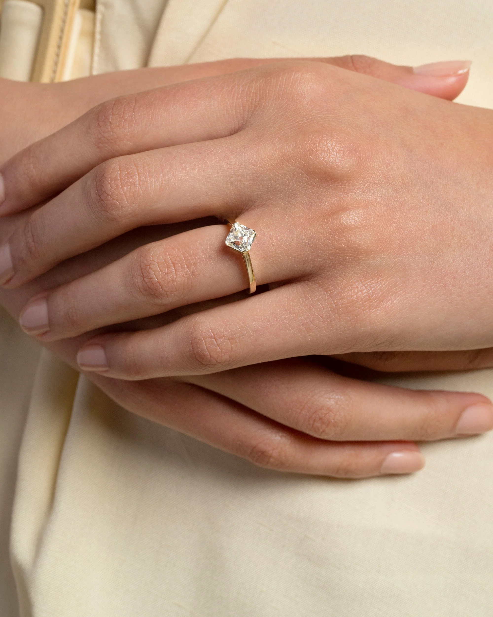 Cushion Modified Brilliant Diamond Solitaire Ring - Image 3