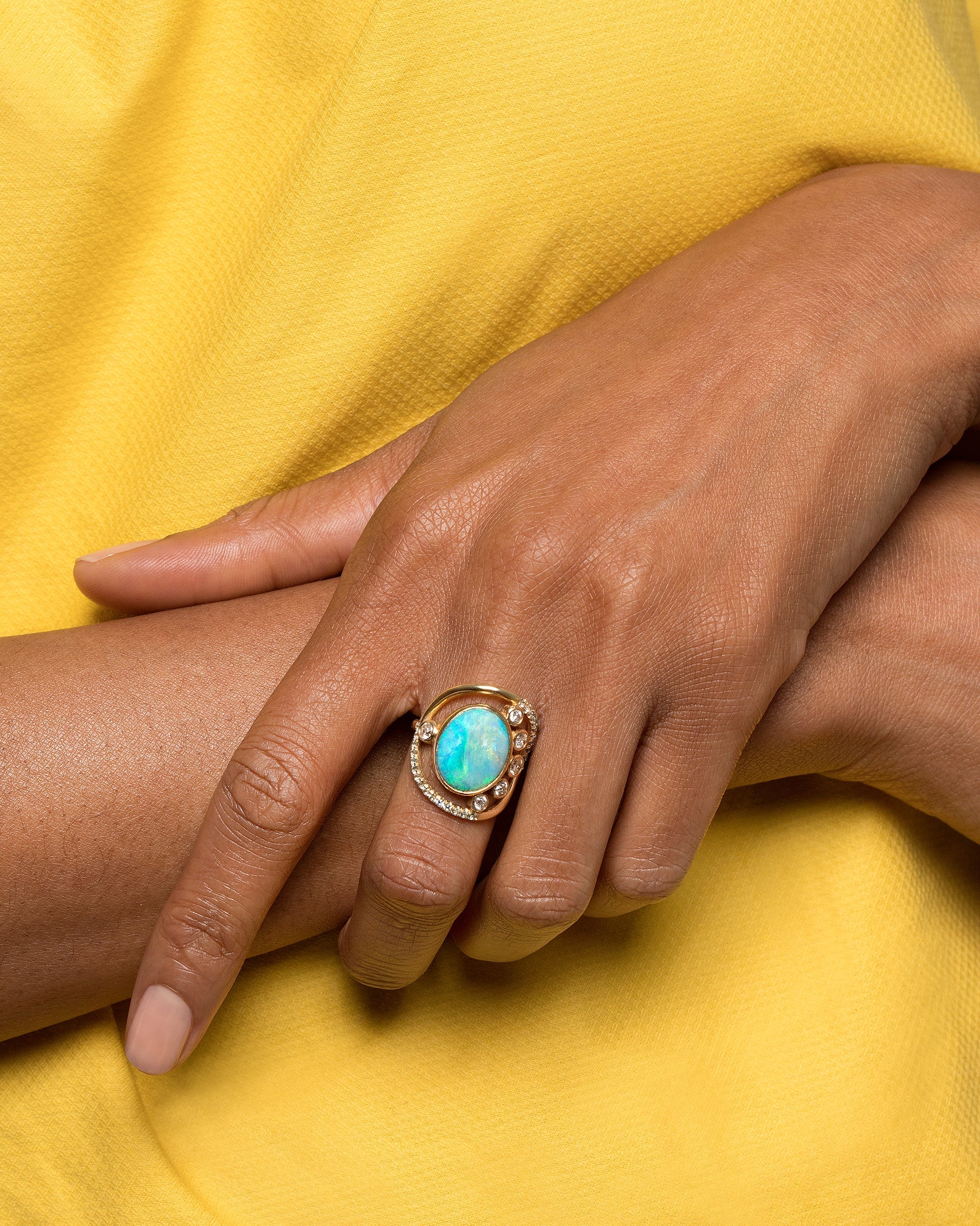 Australian Opal, Diamond & Sapphire Ring - Image 2