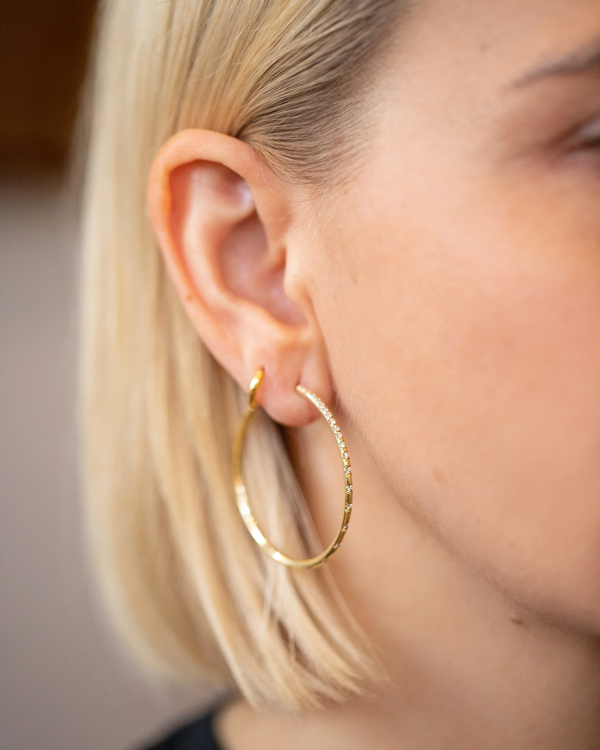 Pave Diamond Hoop Earrings - Image 2