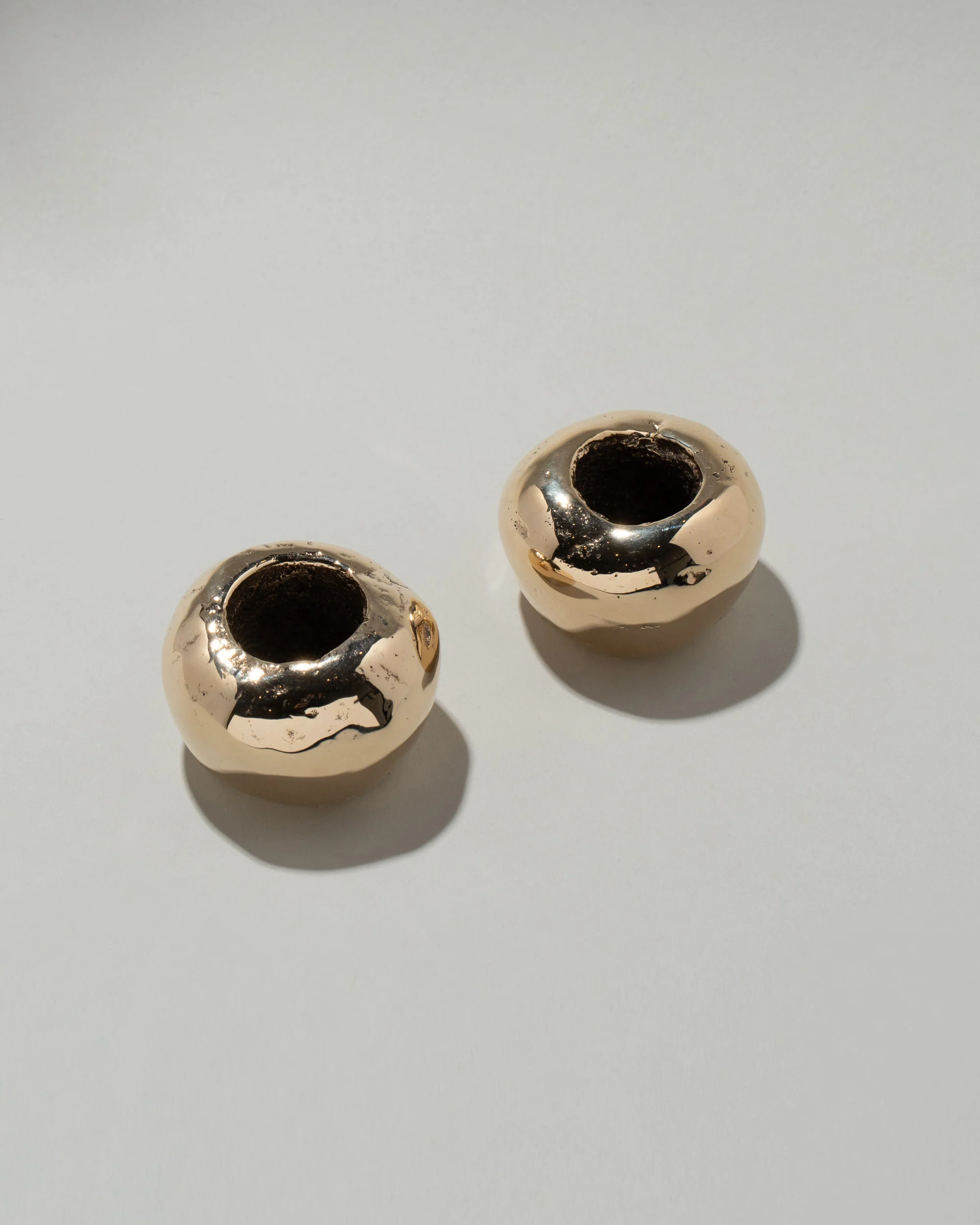 Cast Bronze Globular Candle Holder Set - Image 2