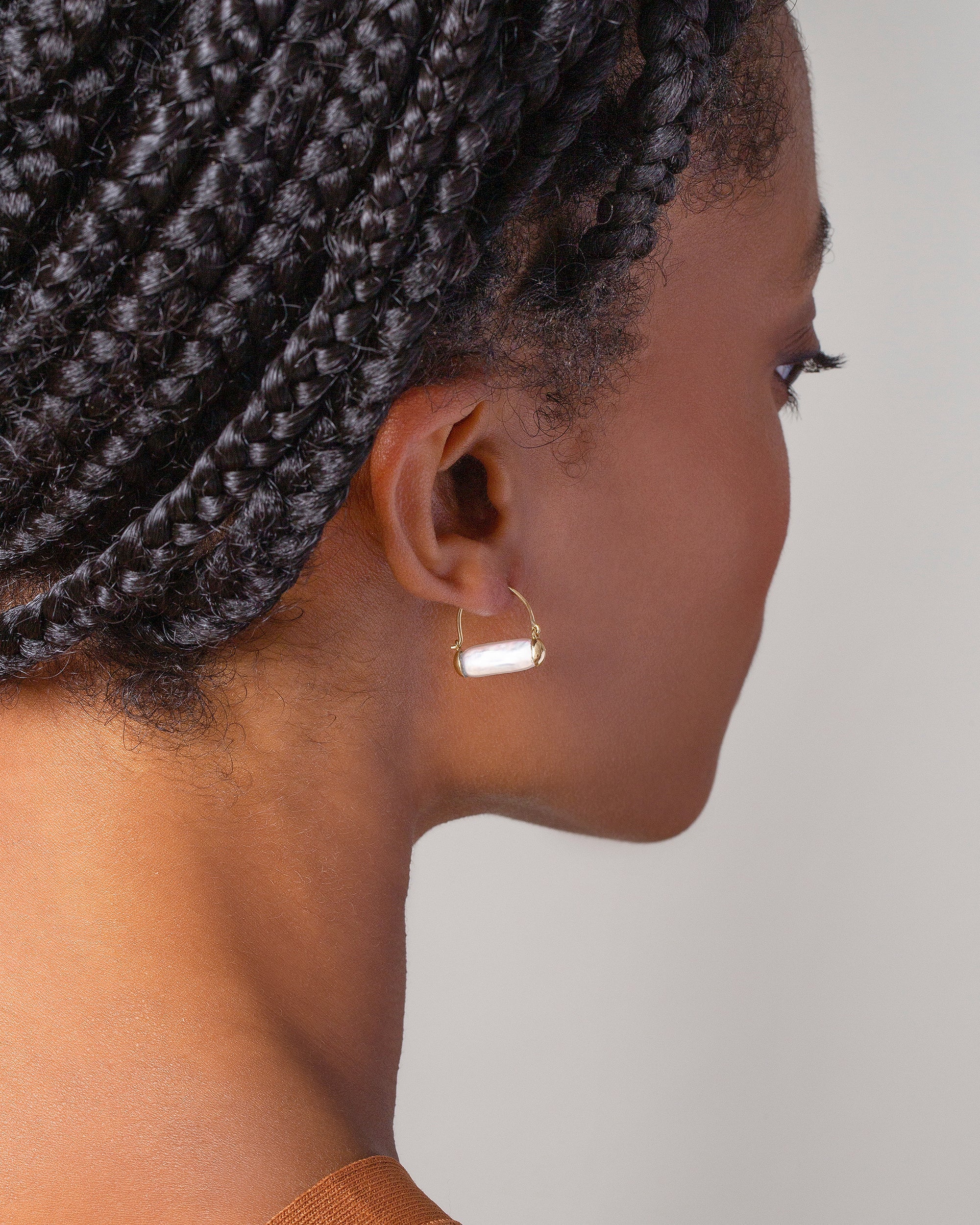 Pearl Hoop Earrings - Image 2