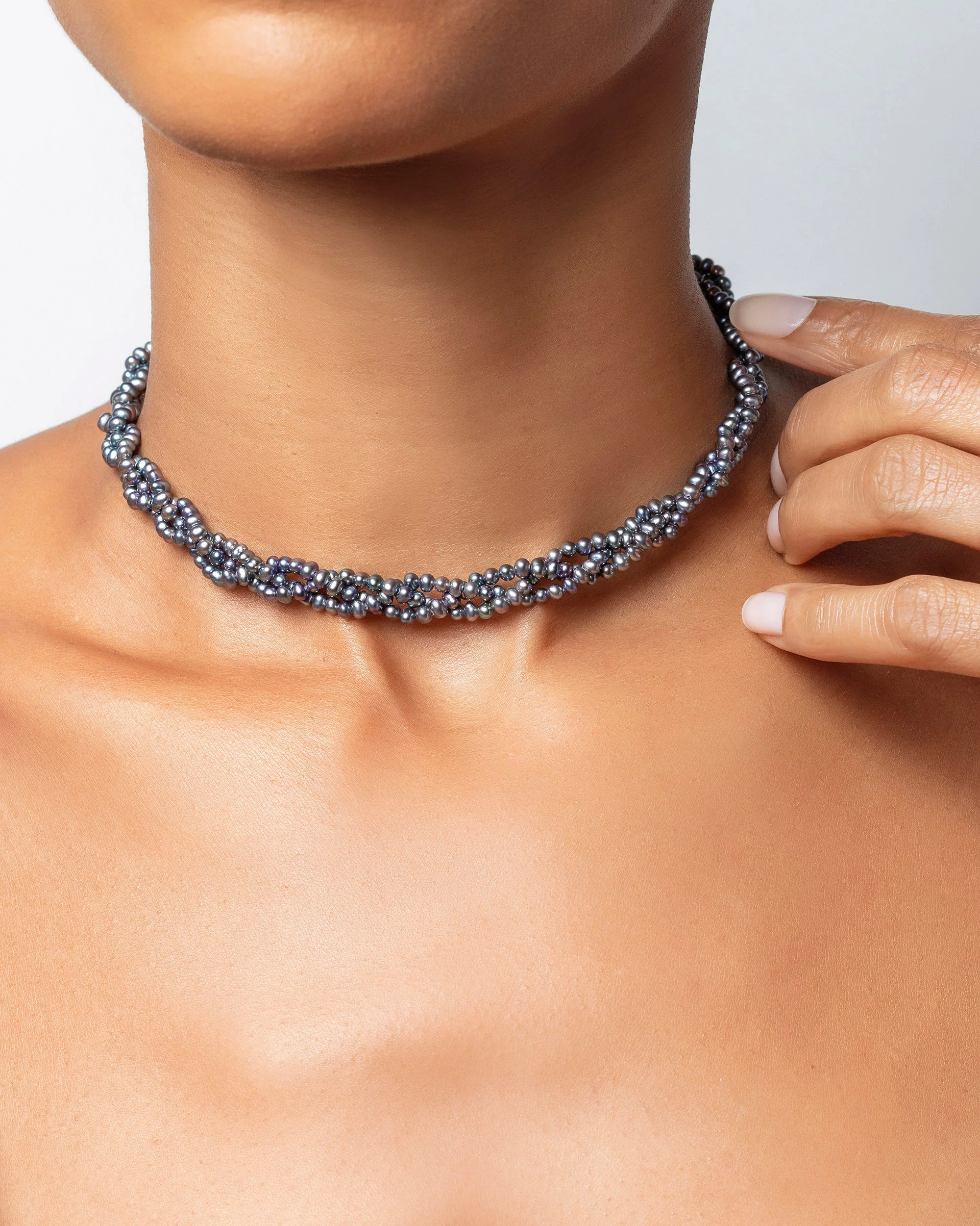 Braided Seed Pearl Choker Necklace - Image 2
