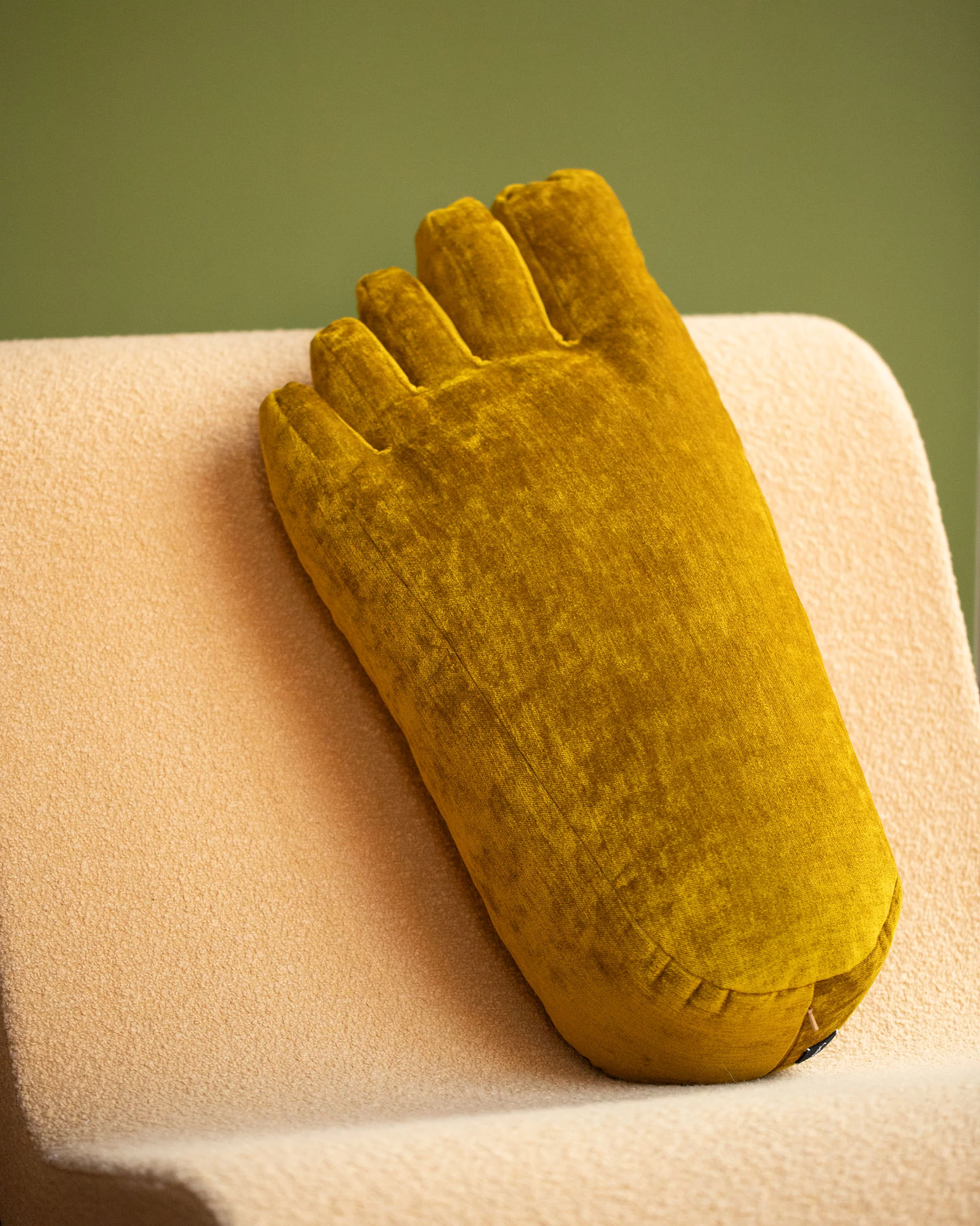 Chartreuse Chenille Soft Sculpture Foot Pillow