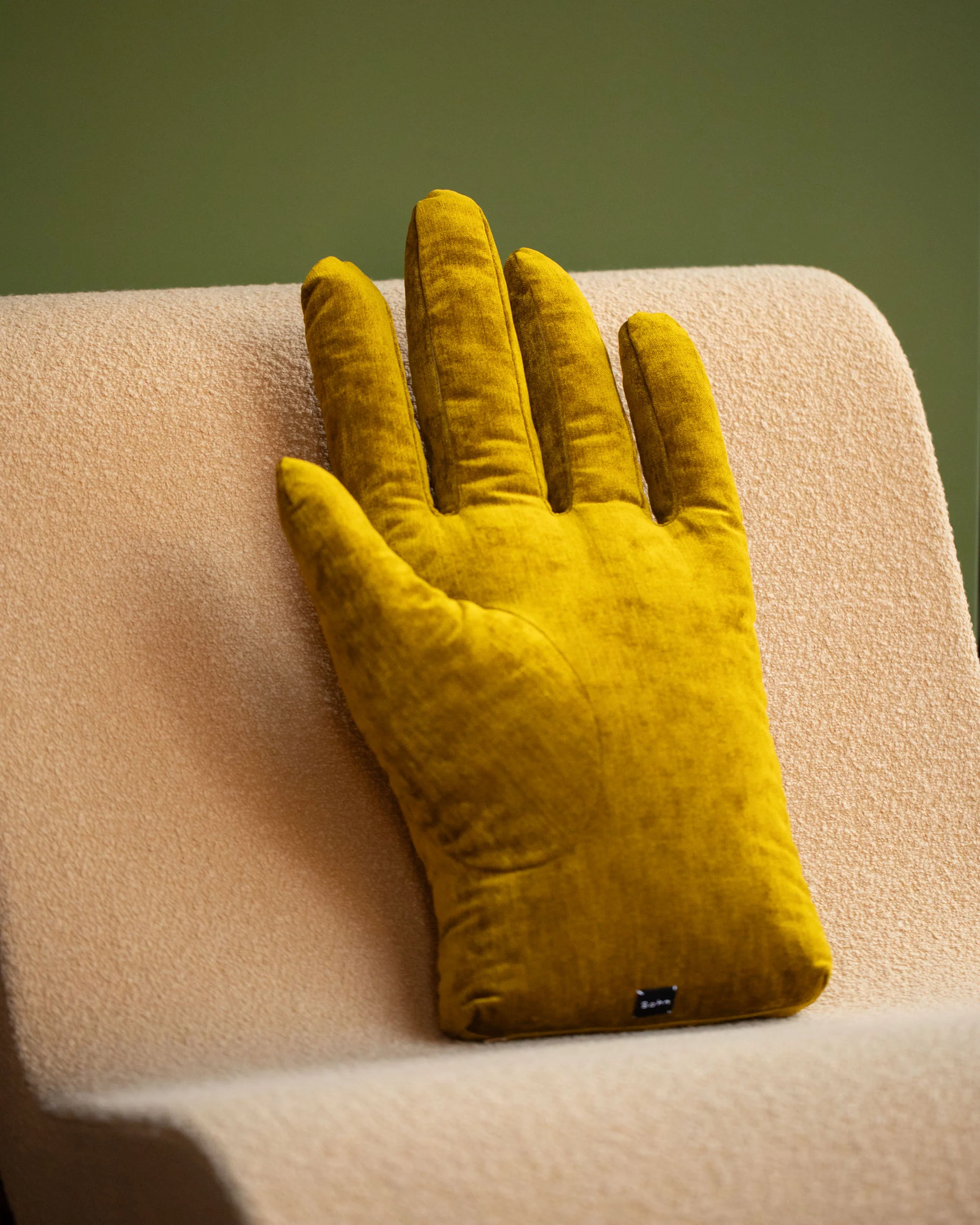 Chartreuse Chenille Soft Sculpture Hand Pillow