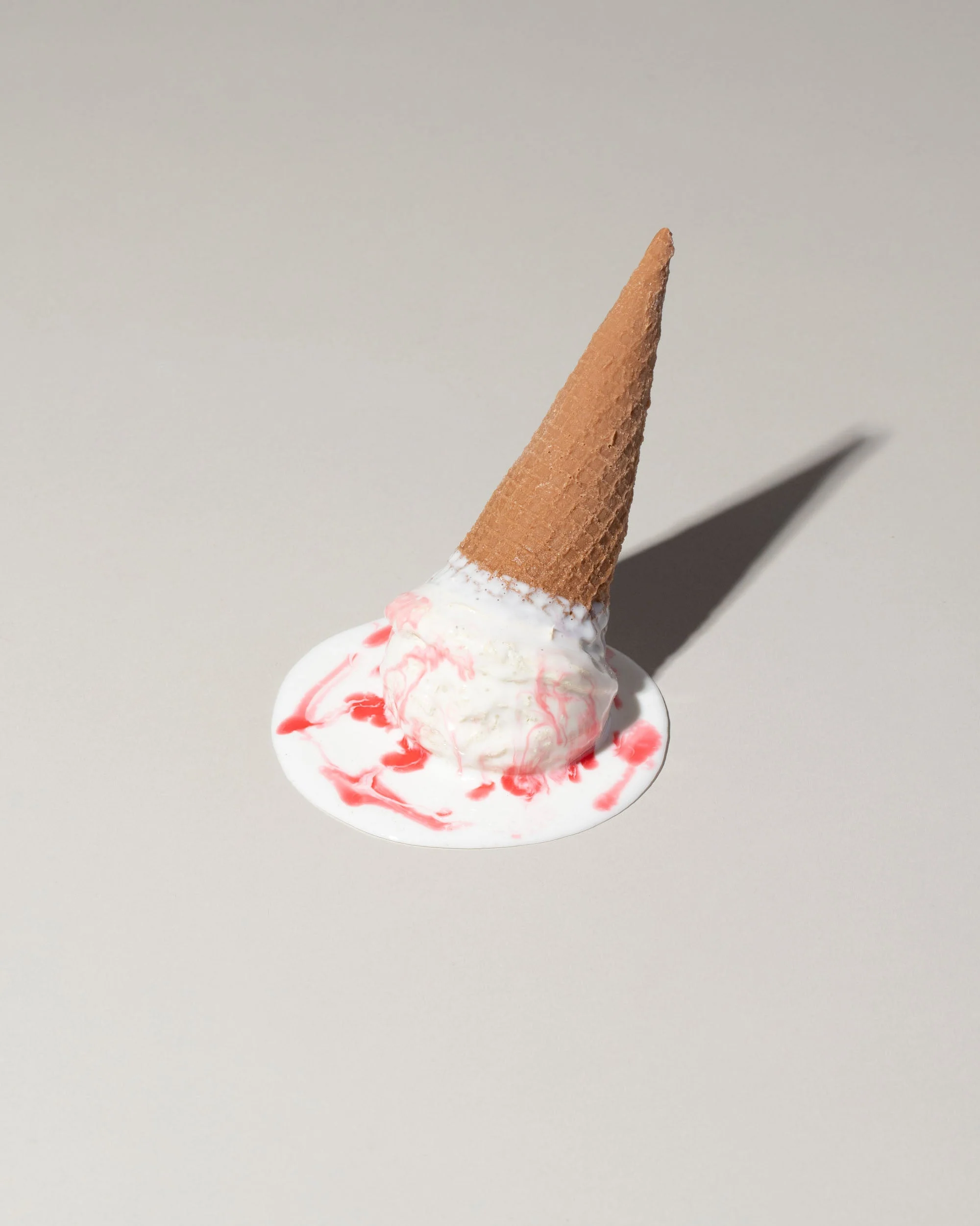 Faux Strawberry Ice Cream Cone Spill