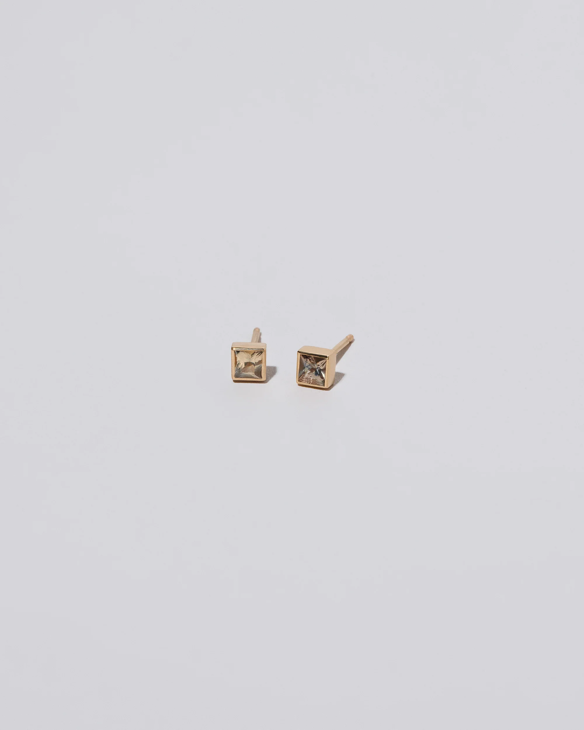 Square Frame Stud Earrings - Petite Yellow Sapphire