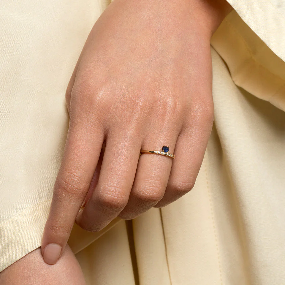 Stacked Ring - Sapphire & White Diamond - Image 4