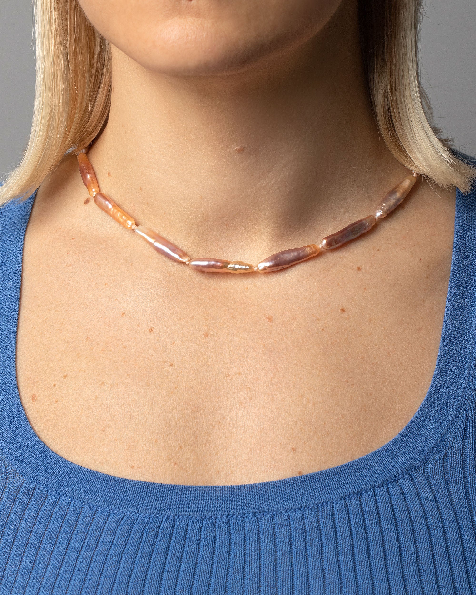 Stick Pearl Strand Necklace - Blush - Image 2