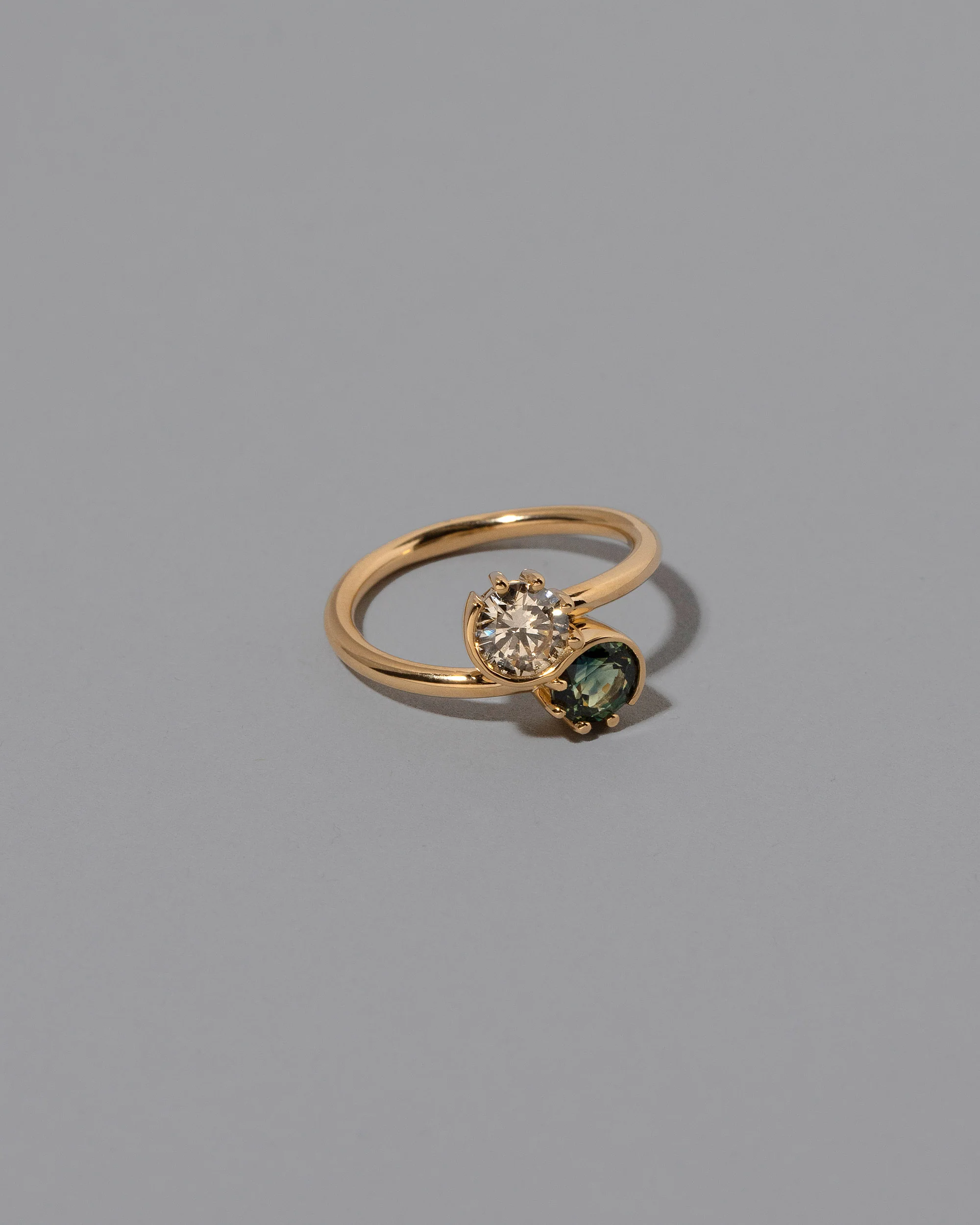 Sun & Moon Union Ring - Sapphire & Champagne Diamond - Image 2