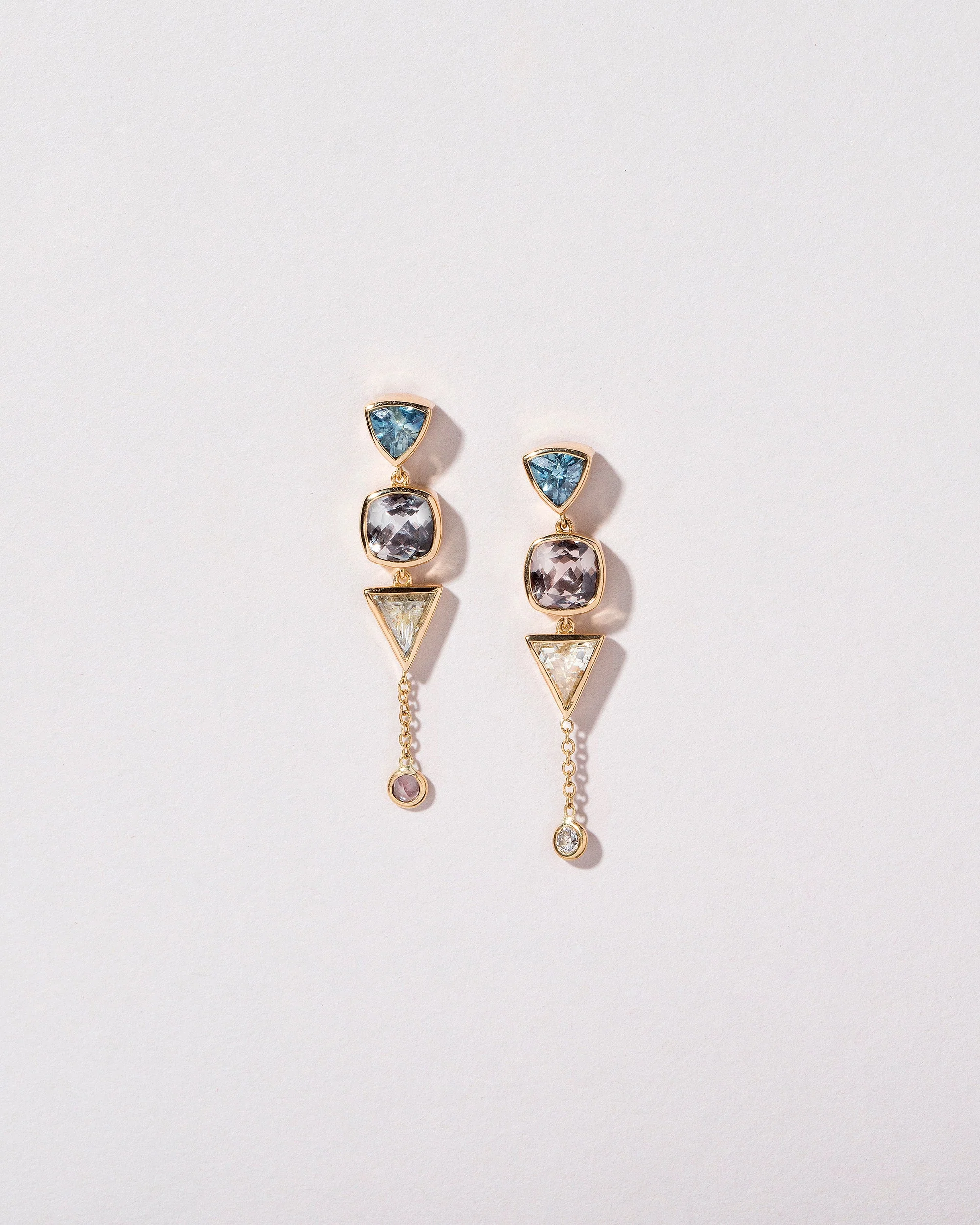 Trillion Cut Sapphire Cluster Earrings