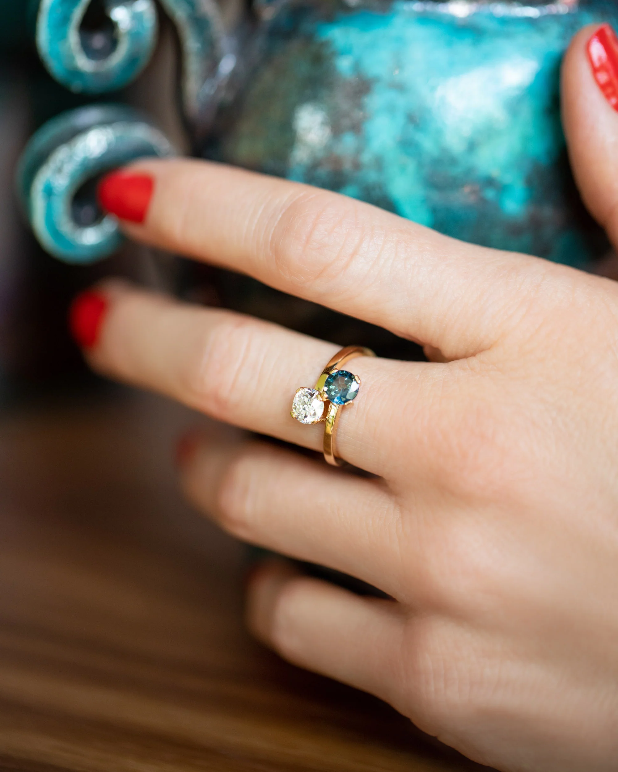 Union Ring - Sapphire & Diamond - Image 4