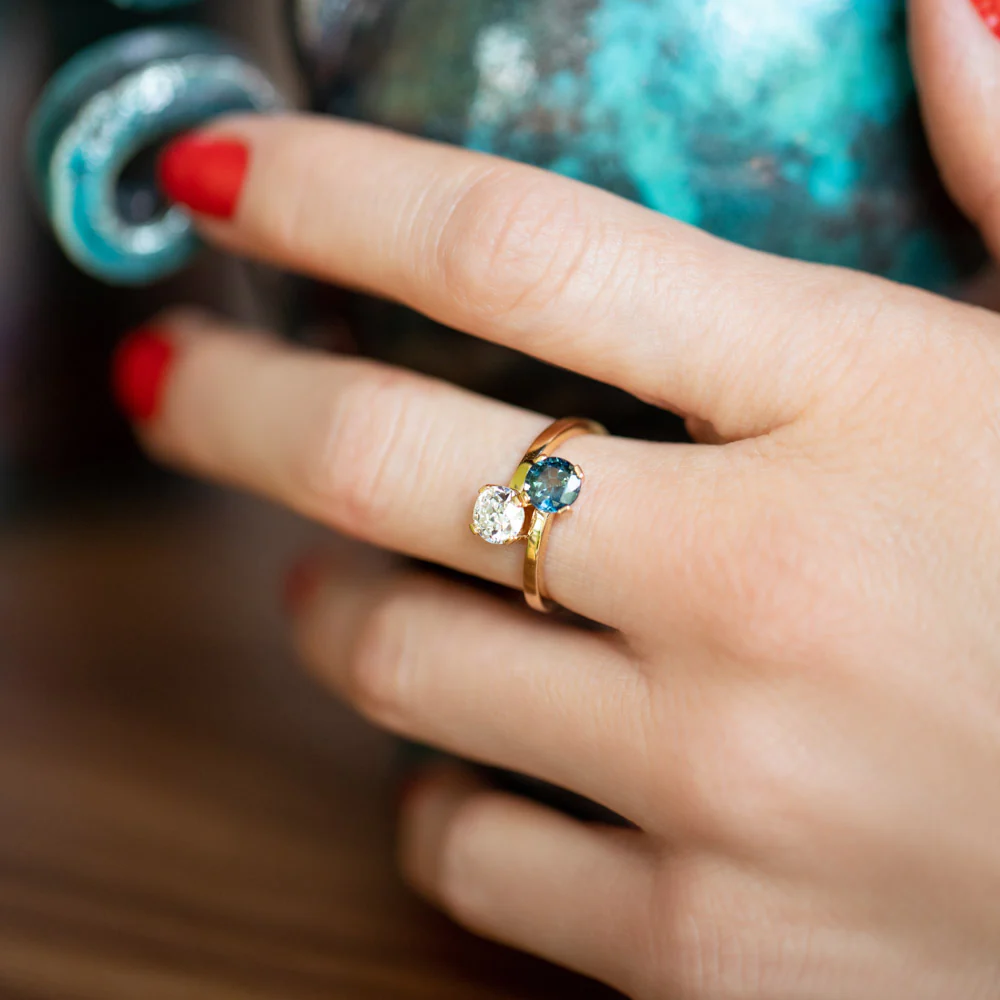 Union Ring - Sapphire & Diamond - Image 5